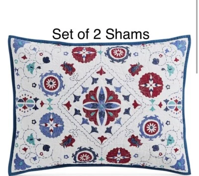 Colección Martha Stewart 2 fundas de almohada estándar acolchadas folclóricas vintage Foto 1 de 4