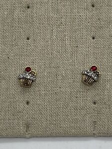 Juicy Couture Cupcake Wish red & Gold stud earrings EUC