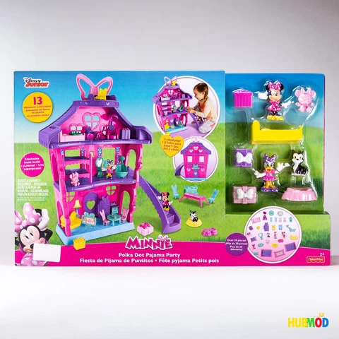Disney Jr. MINNIE Polka Dot Pajama Party Doll House Fun Play Set w/ Daisy Figure Cover