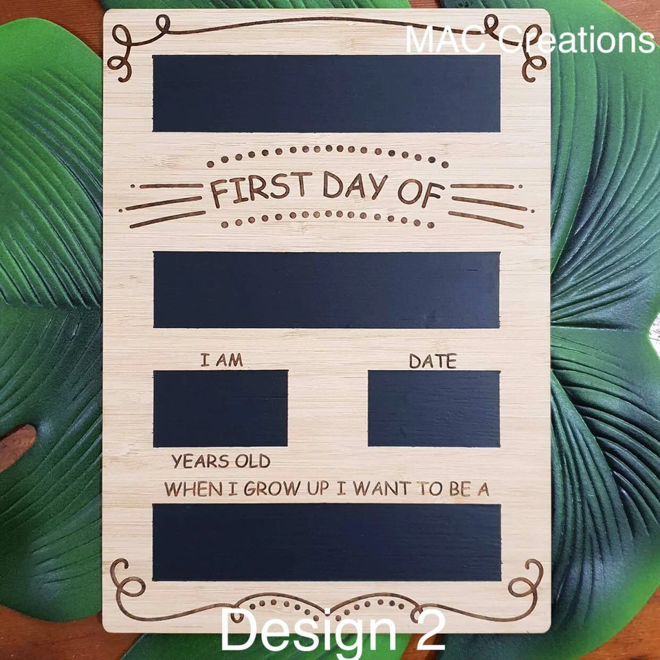 First Day of School Board - Laser Engraved Bamboo with Chalkboard sections - image 1 of 1