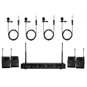 Sistema de micrófono inalámbrico UHF Pro 4 canales 4 bodypack 4 micrófono de solapa - Imagen 1 de 2