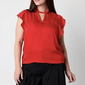 Blusa Worthington Para Mujer Manga Corta Satén Talla S Roja Cuello Cerradura Nueva con Etiquetas $48 - Imagen 1 de 17