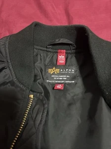Alpha Industries Slim Fit Black Bomber Flight Jacket USA Size Large - Picture 1 of 6