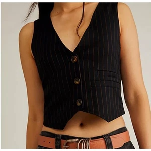 Chaleco de traje a rayas Free People We the Free Heritage Micro, talla pequeña, nuevo sin etiquetas  - Imagen 1 de 9