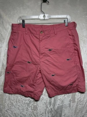 Vineyard Vines Men’s 34 Preppy All Over Whale Salmon Pink Chino Breaker Shorts - Imagem 1 de 4
