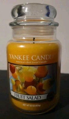 Yankee Candle Jar Retired Fruit Salad Large 22 oz Rare VHTF White Label  - Image 1 of 4