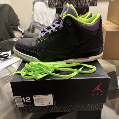 Air Jordan 3 ретро черный электрический зеленый размер 12 136064-018 - Изображение 1 из 4