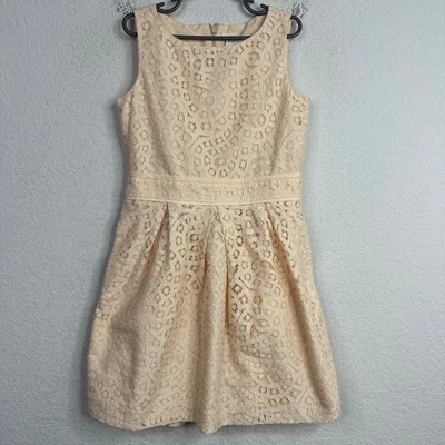 Crewcuts Dress Girls Size 8 Peach Lace Overlay Fit Flare Cottagecore Tea Garden - Image 1 of 4