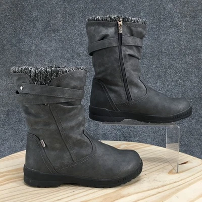 Сумки ботинки женщин 7 M каппа зимний серый искусственной кожи молнии искусственного меха круглый носок - Изображение 1 из 4