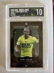 2021-22 Topps Deco UEFA Erling Haaland Green Black /99 Gem Mint 10 SP Rookie - Picture 1 of 2