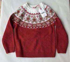 Pull enfant Fatface rouge/crème en tricot pain d'épices de différentes tailles *NEUF AVEC ÉTIQUETTE* - Photo 1/4