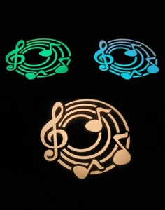 Glow In The Dark Vinyl Decals Dancing Music Notes Medium Size Lit Studios New - Picture 1 of 19