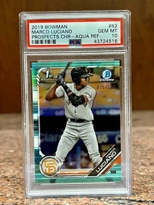 MARCO LUCIANO 2019 Bowman Chrome 1st BCP82 Giants AQUA Refractor PSA 10 /125 - Picture 1 of 1