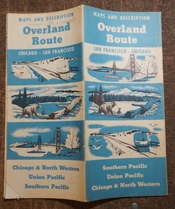 1954 OVERLAND ROUTE SOUTHERN / UNION PACIFIC RAILROAD Werbeprospekt mit Karte - Bild 1 von 9