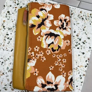 Rachel Pally Women's Yellow Orange Floral Fold over Clutch Handbag Purse NWOT - Picture 1 of 8