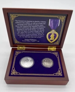 The Purple Heart Hall of Honor Commemorative Silver Dollar & Half Dollar Set - Picture 1 of 5