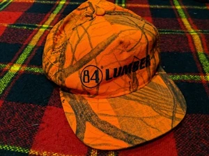 Sombrero a presión de madera vintage naranja camuflado 84 hecho en EE. UU. graffiti - Imagen 1 de 4
