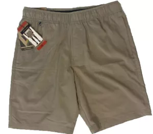 Voyager Mens Elastic Waistband Travel Shorts Dark Khaki - Picture 1 of 2