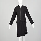 S Babette Black Skirt Set Matching Knit Jacket Top Long Sleeve 2 Piece Suit VTG