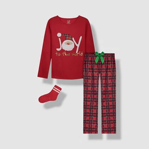 Max & Olivia Kids Girl's Red Joy to the World Pajama & Sock Set Size XL - Picture 1 of 2