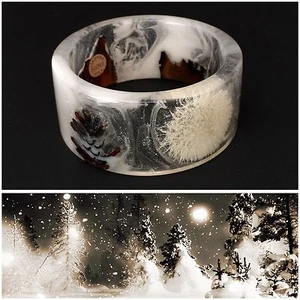 BRACELET ARCTIC. WOOD, PINE CONE, DANDELION NEW HANDMADE SIZE M - Picture 1 of 6
