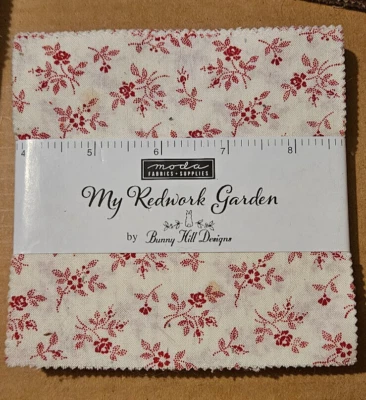 My Redwork Garden by Bunny Hill Designs for Moda Charm 42-5" square - Image 1 of 2