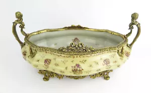 Luxoriöse Cuenco Plato Fastuoso Frutero Porcelana/Bronce Bronzegriffe Nouveau - Imagen 1 de 7