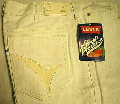 LEVI'S FRESH PRODUCE Vtg 70s Pure White (32W) Disco Era PANTS New w/Tag NOS Read - Image 1 of 4
