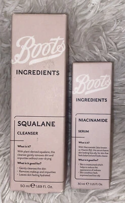BOOTS INGREDIENTES LIMPIADOR ESCUALINA 1.69 OZ Y SUERO DE NIACINAMIDA 1 Fl. OZ NUEVO * Foto 1 de 4