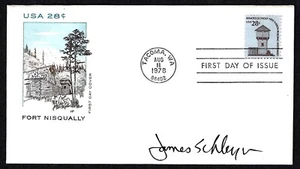 USA, SCOTT # 1604, HOUSE OF FARNAM HF FDC COVER FORT NISQUALLY & JAMES SCHLEYER - Picture 1 of 1
