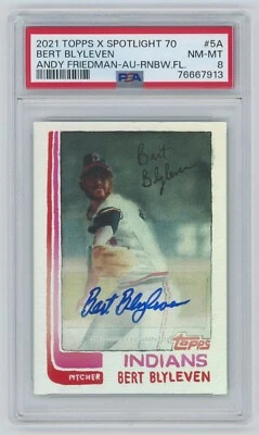 2021 Topps x Spotlight 70 BERT BLYLEVEN #5A Auto HOF Rainbow Foil /5 PSA 8 NM-MT - Image 1 of 2