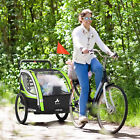 2-In-1 Child Bike Traile Baby Stroller With Brake Storage Bag Flag Reflectors