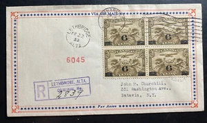 1932 Lethbridge Canada First Day Airmail Cover FDC To Batavia NY USA - Picture 1 of 2