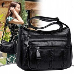 Borsa donna PU pelle morbida donna moda semplice tracolla borse mamma croce - Foto 1 di 8