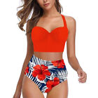 Mujer Ladies Floral Tankini Push-Up Padded Bikini High Waist Swimsuit Swimwears