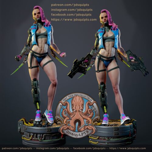 Cybergirl Cyberpunk HI-RESOLUTION 8K 3D Print - Painted Or Unpainted