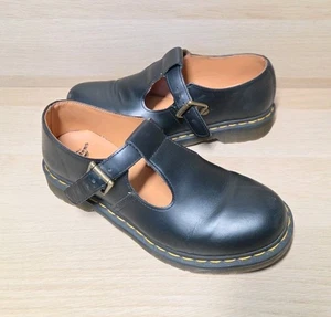 Dr Martens Polley Mary Jane Black Leather Heel Shoes Uk 7 Eu 41 - Picture 1 of 8