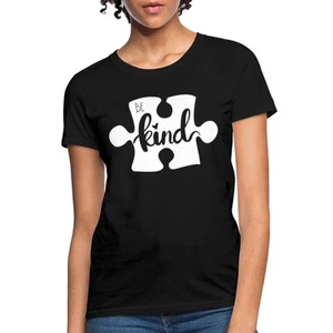 Autism Awareness Be Kind Puzzle Piece Women's T-Shirt - Picture 1 of 10