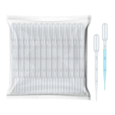 VABIOOTH 100Pcs 3Ml Disposable Plastic Transfer Pipettes Calibrated Dropper for Science E