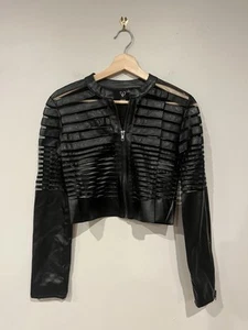 Top de festival Windsor para mujer malla transparente cremallera cuero sintético negro pequeño S - Imagen 1 de 3