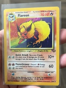 Pokemon Card Flareon 3/64 Original Holo Rare Jungle HICKEY ERROR MISPRINT - Picture 1 of 3
