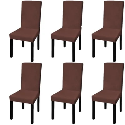Chair Cover Stretch Polyester Brown Fits Back Height up to 55cm Pack of 6 Set XL - Image 1 of 4