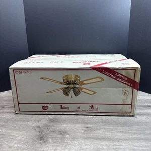 VTG King Of Fans 52” Ceiling Fan W/ Light Kit And Reversible Cane Blades - Picture 1 of 7