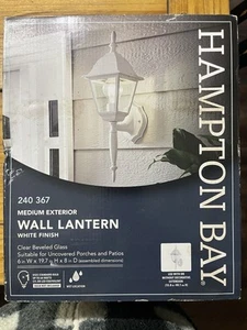 Hampton Bay Medium Exterior Wall Lantern White 240-367 - Picture 1 of 5