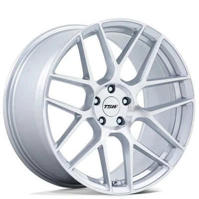 F18x8.5/R18x9.5" Staggered TSW Wheels TW002 Lasarthe Gloss Silver Machined (S04) - Image 1 of 4