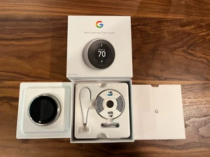 Google Nest 3rd Gen Smart Learning Thermostat - Stainless Steel (T3007ES) - Picture 1 of 1