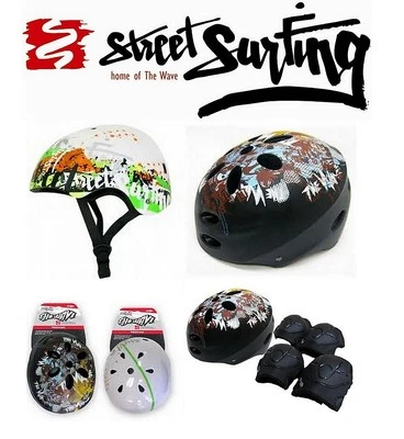 Streetsurfing Skater scooter BMX inline Helm oder Helm + Schützer Set Größe M