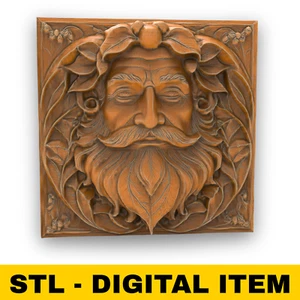 Green Man Leaf Tree Face STL File for CNC Router 3D Printer Laser DIY Sculpture - Picture 1 of 5