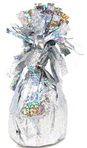1x Prismatic Silver Foil Balloon Weight Pudding Birthday Wedding Party Helium - Picture 1 of 1
