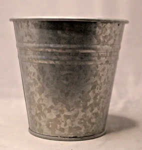 Galvanized Planter Metal Hole in Bottom Round 5" Tall 5" Wide Decorative - Picture 1 of 5